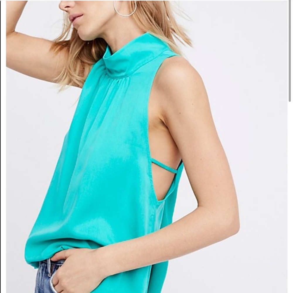 Free People Green Palm Breeze Mock Top